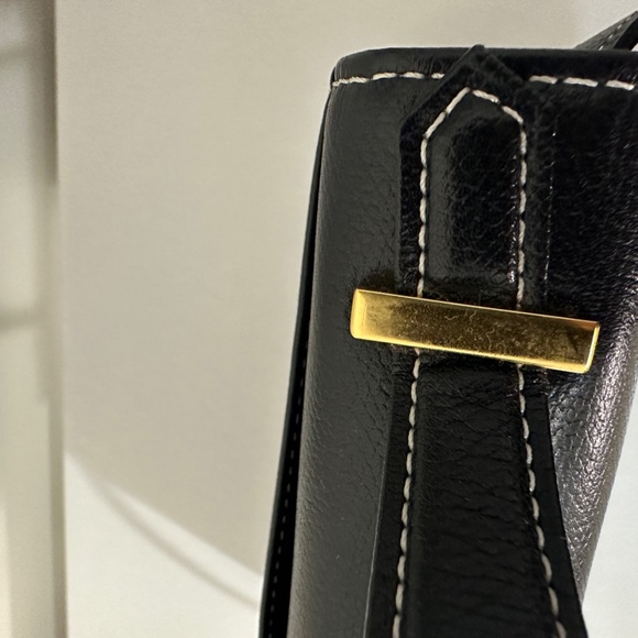 Vintage Yves Saint Laurent YSL Black Leather Top Handle With Strap - Picture 3 of 13